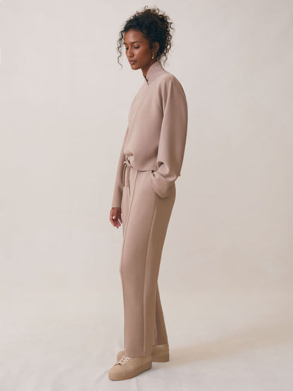 Premium Interlock Tapered Joggers in Taupe Neutral