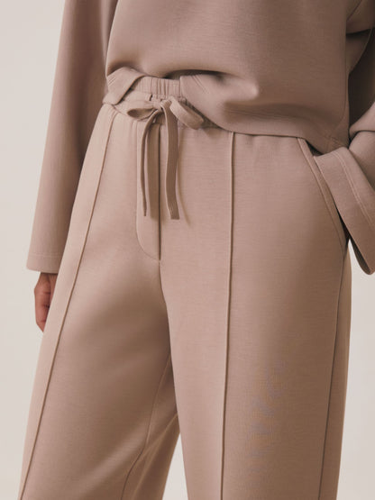 Premium Interlock Tapered Joggers in Taupe Neutral