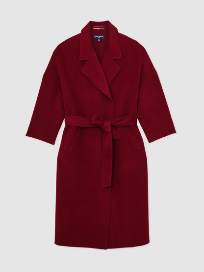 Renato Atelier Wool Blindseam Belted Coat in Red