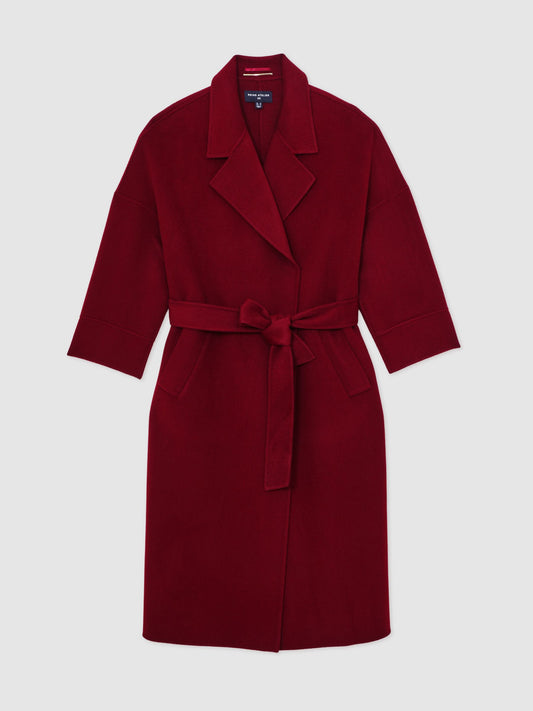 Renato Atelier Wool Blindseam Belted Coat in Red