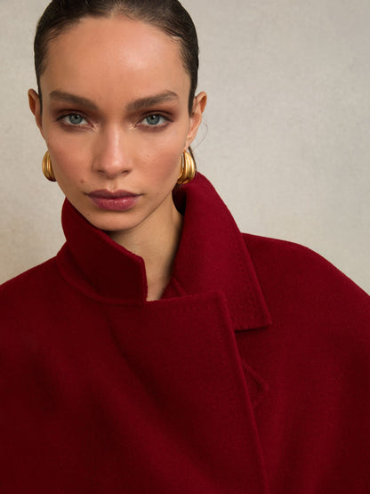 Renato Atelier Wool Blindseam Belted Coat in Red