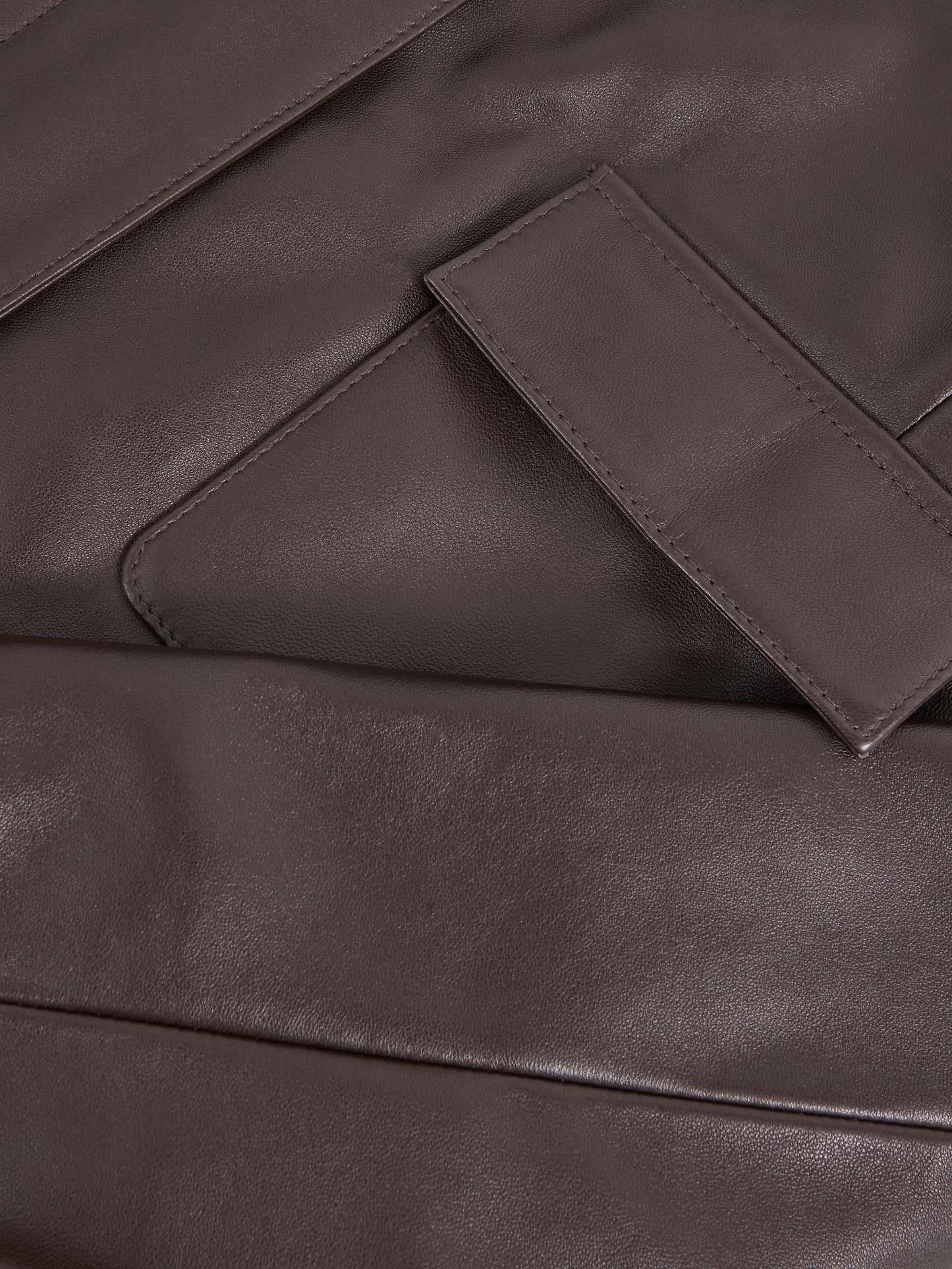 Reiss Collared Leather Jacket in Chocolate Brown
