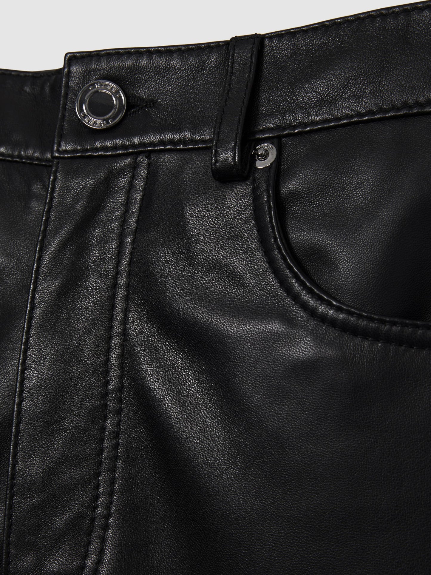 Leather Slim-Leg Trousers in Black