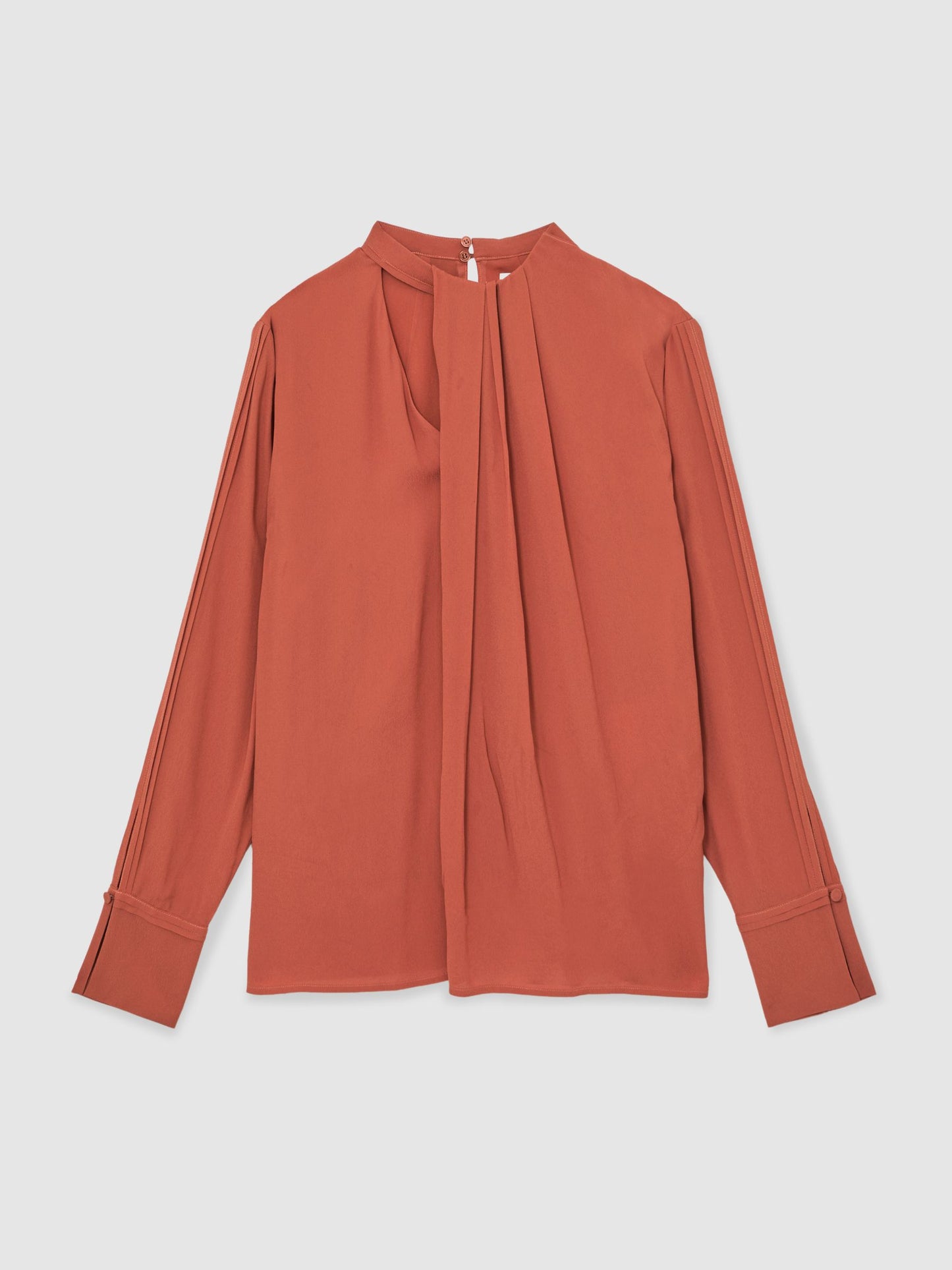 Drape-Detail Asymmetric Blouse in Copper