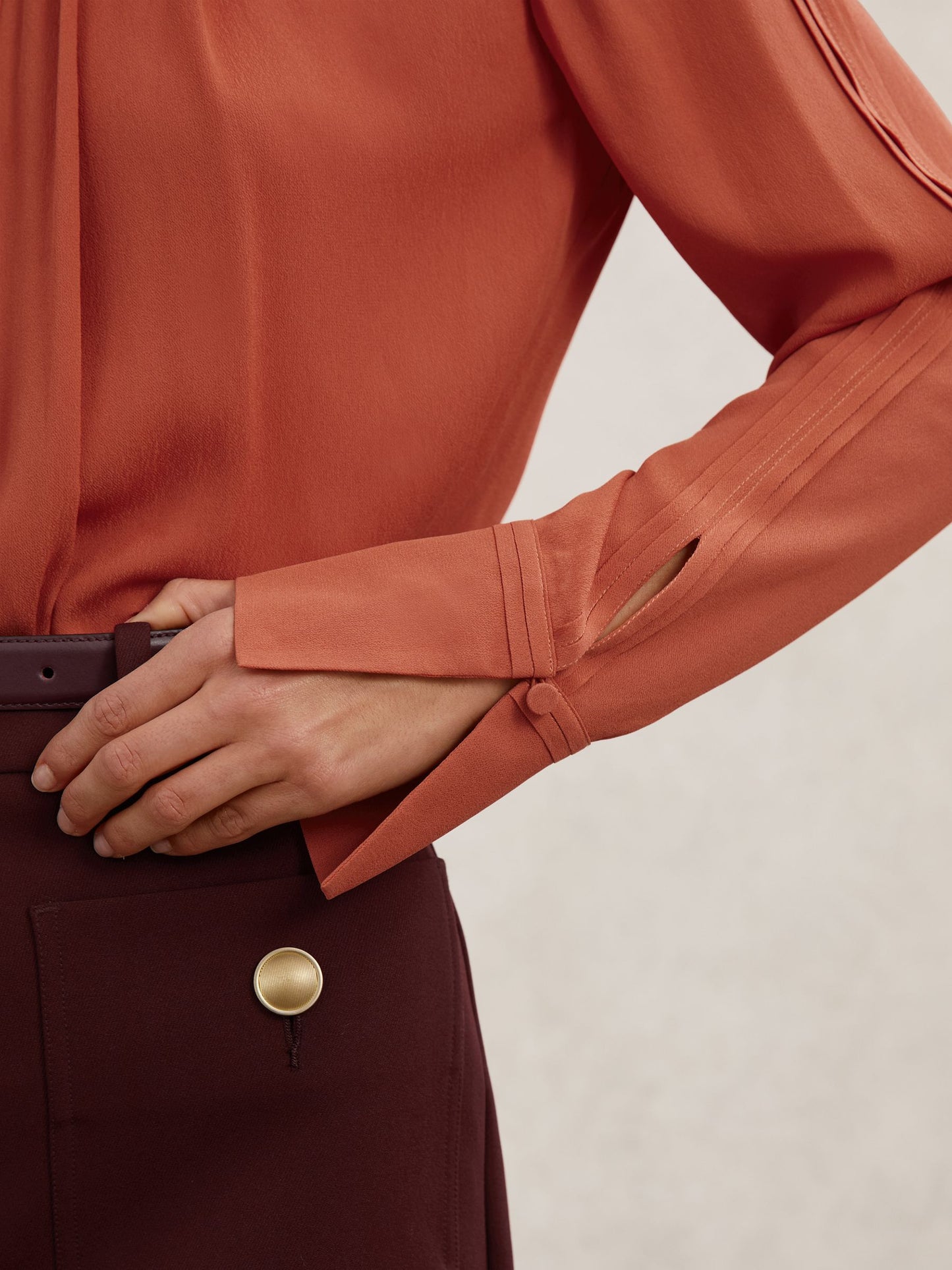 Marta Drape-Detail Asymmetric Blouse in Copper