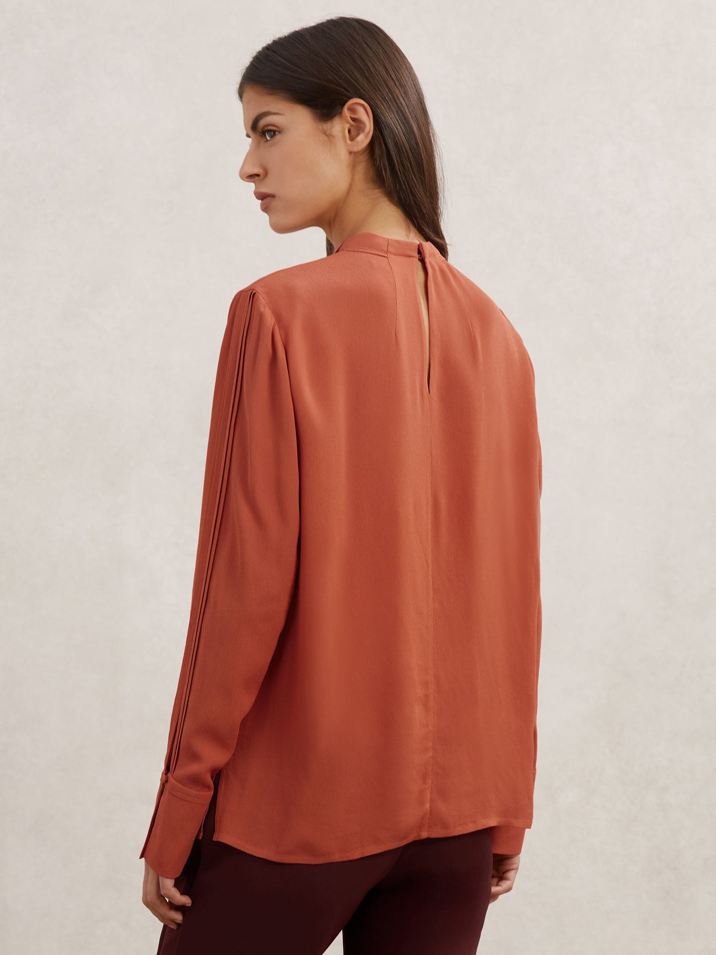 Marta Drape-Detail Asymmetric Blouse in Copper