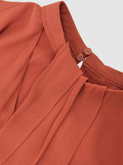 Drape-Detail Asymmetric Blouse in Copper