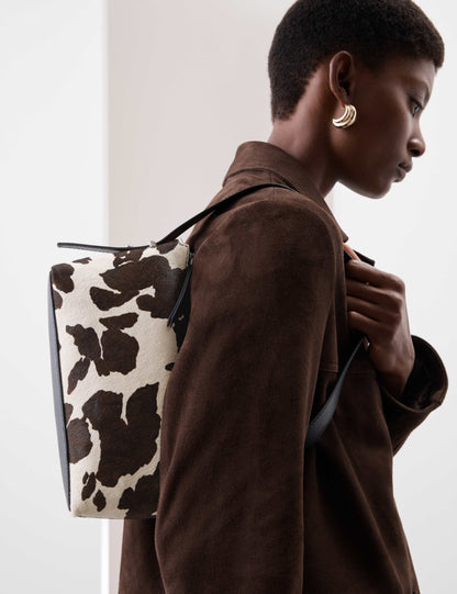 Hair On Leather Animal Print Shoulder Bag