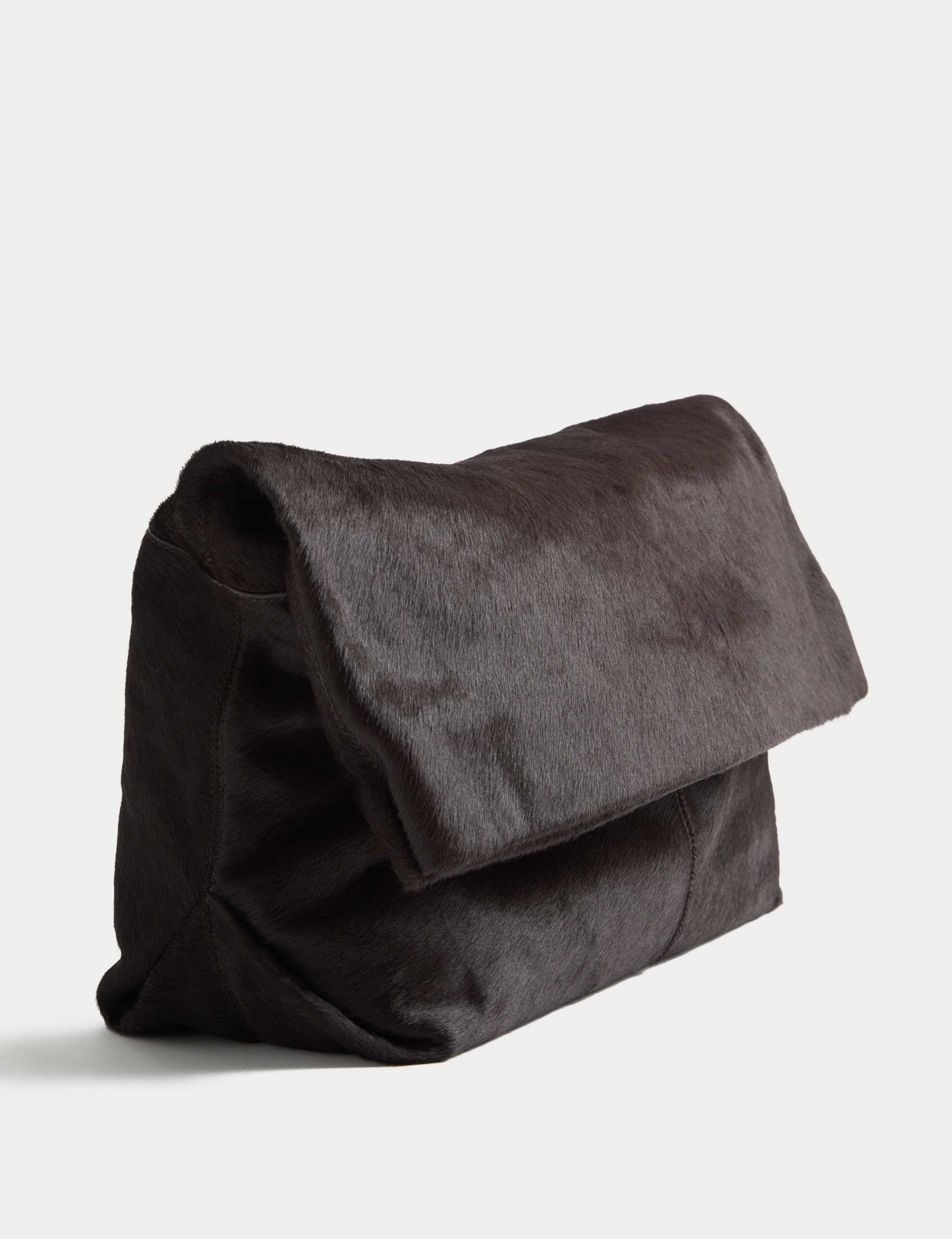 Hair On Leather Foldover Clutch Bag