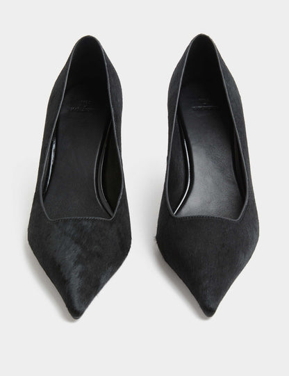 Hair On Leather Stiletto Heel Court Shoes