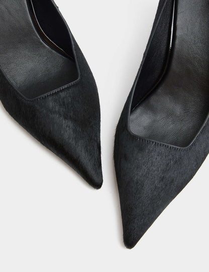 Hair On Leather Stiletto Heel Court Shoes
