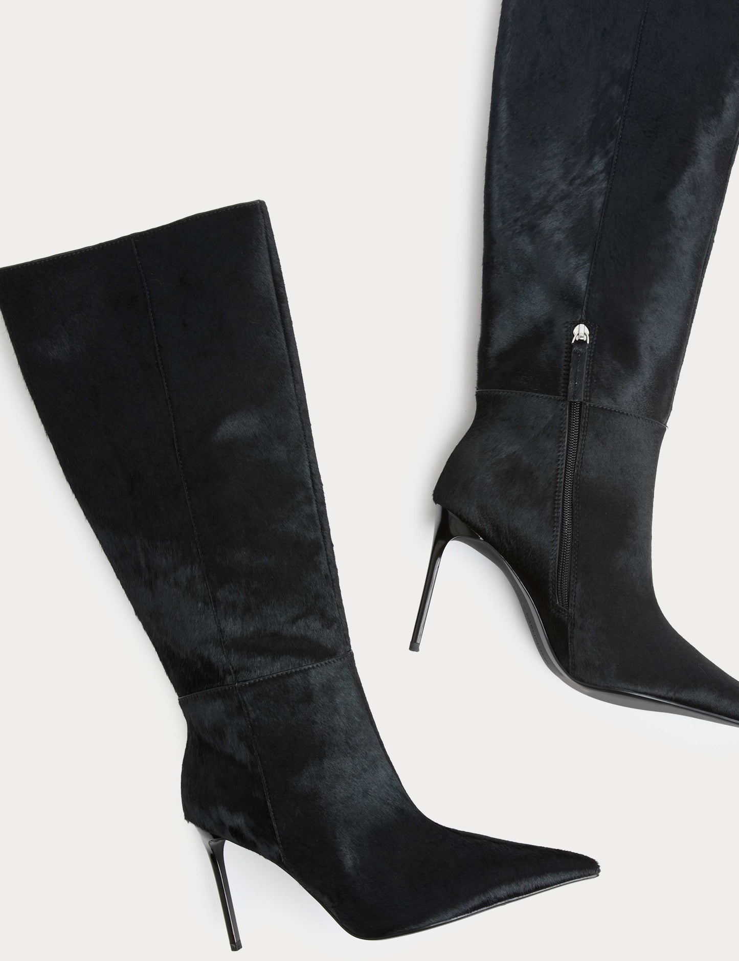 Hair On Leather Stiletto Heel Knee High Boots