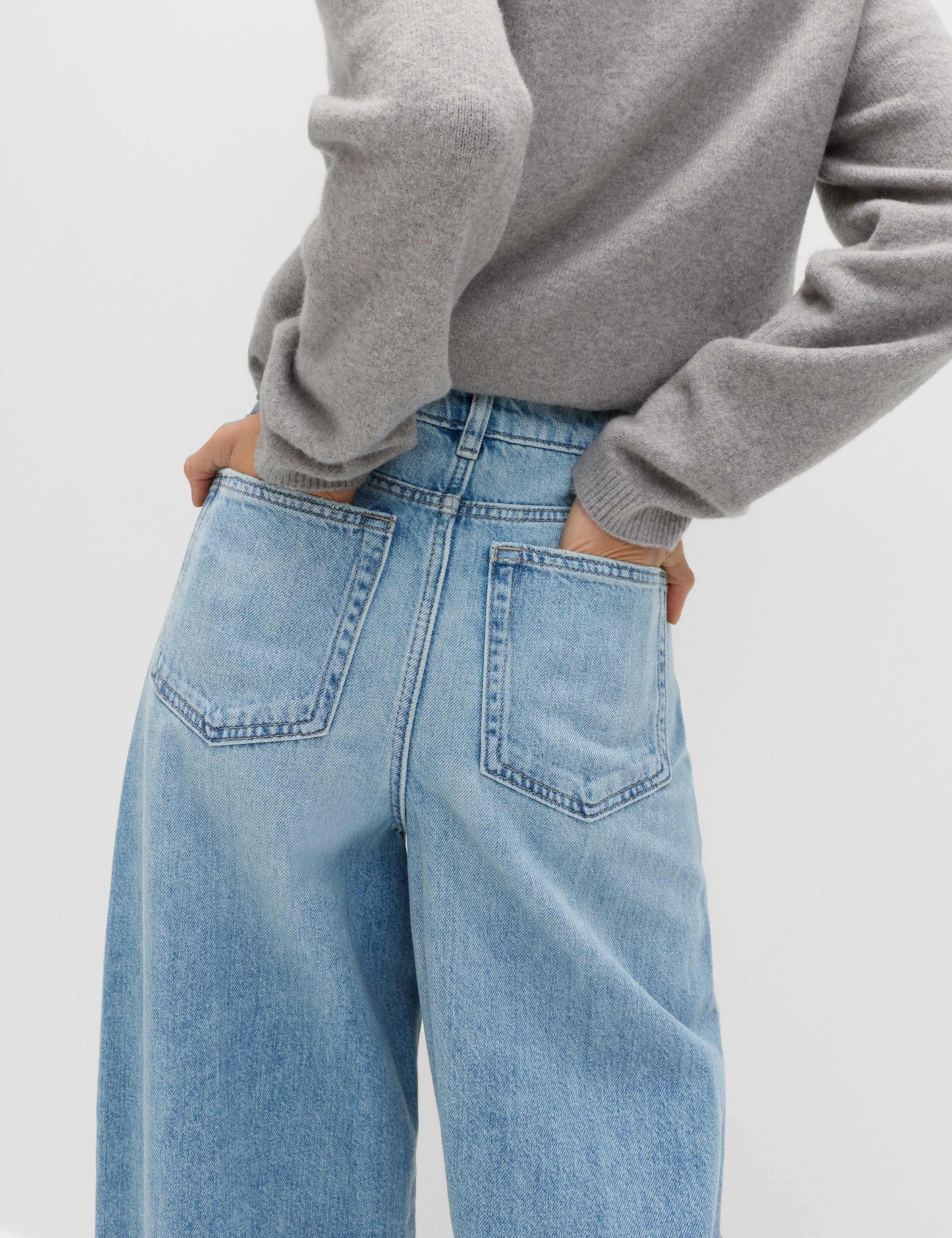 High Waisted Crease Front Barrel Jeans