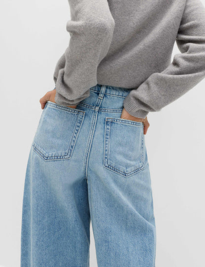 High Waisted Crease Front Barrel Jeans