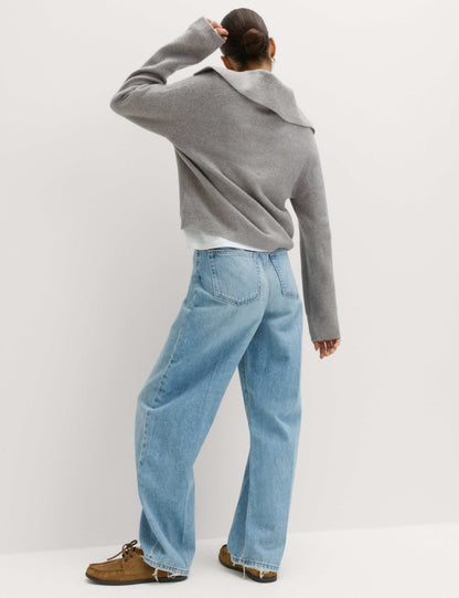 High Waisted Crease Front Barrel Jeans