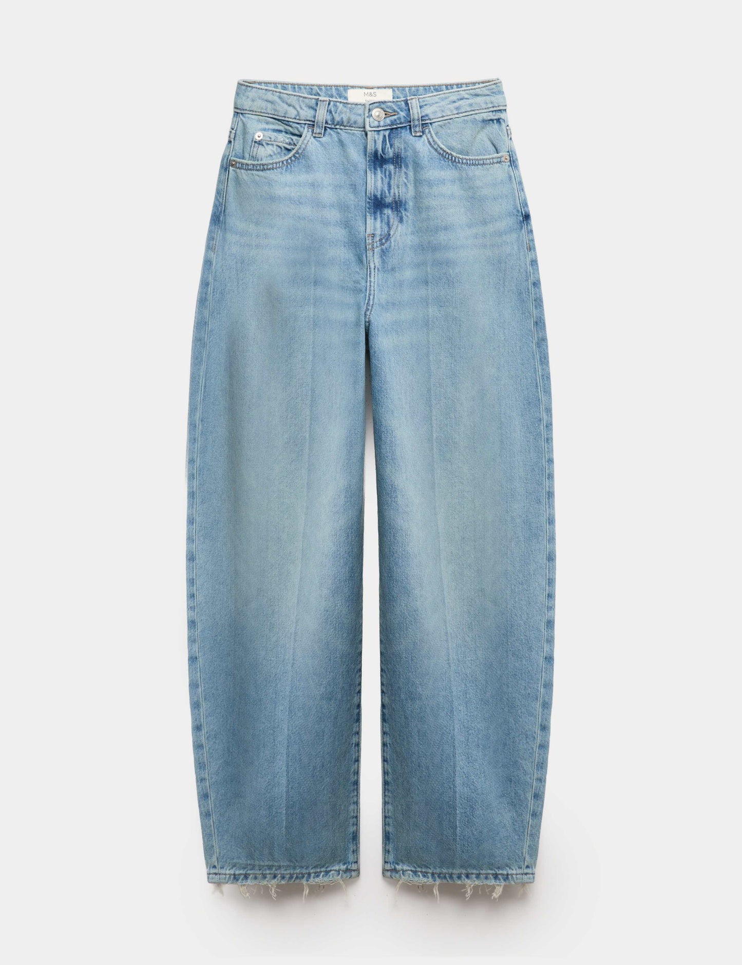 High Waisted Crease Front Barrel Jeans