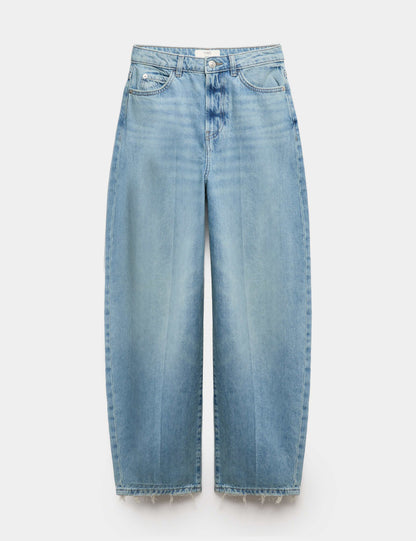 High Waisted Crease Front Barrel Jeans