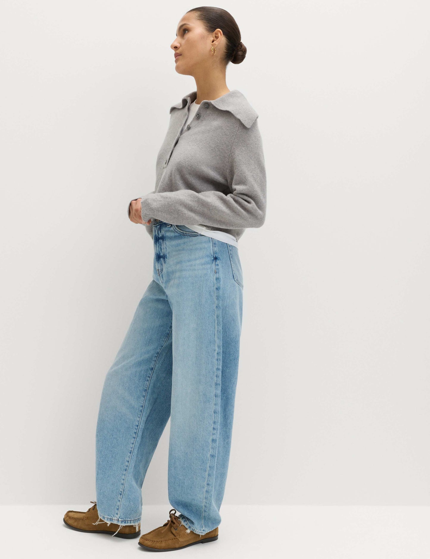 High Waisted Crease Front Barrel Jeans