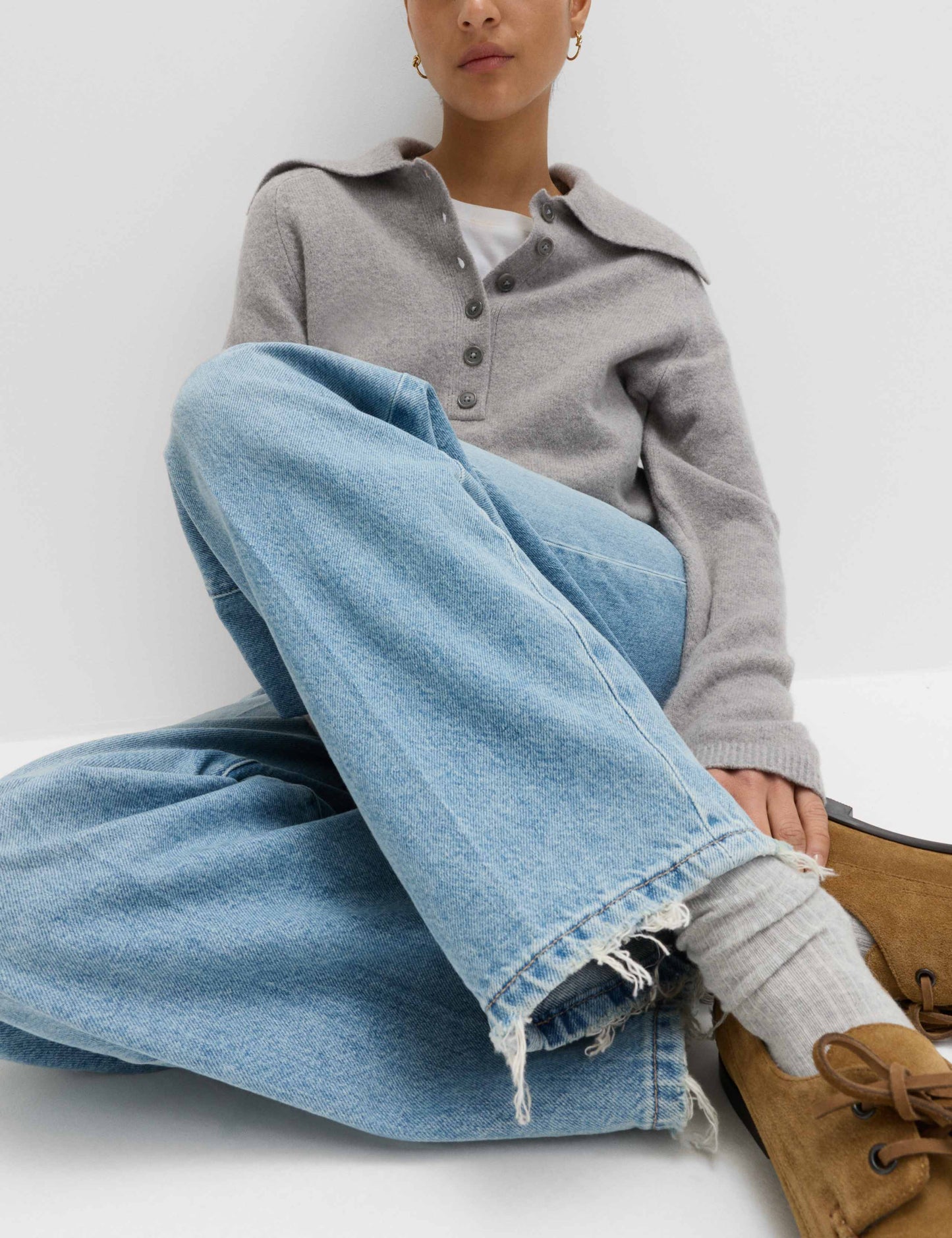 High Waisted Crease Front Barrel Jeans