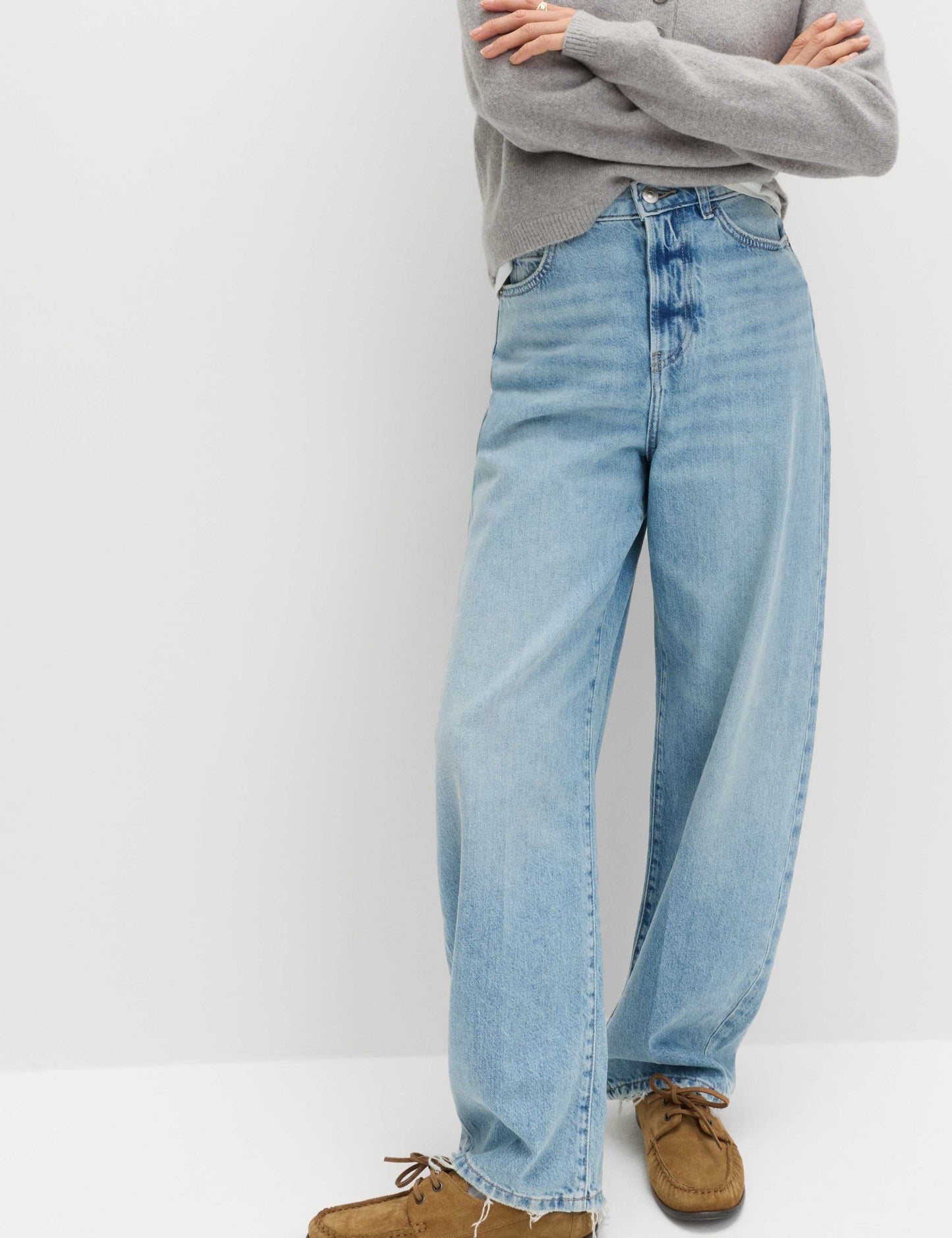 High Waisted Crease Front Barrel Jeans