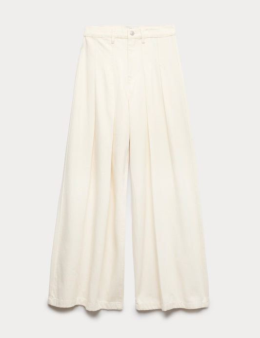 High Waisted Pleated Palazzo Jeans