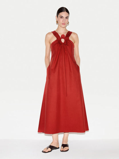 Flower Applique Cotton Dress