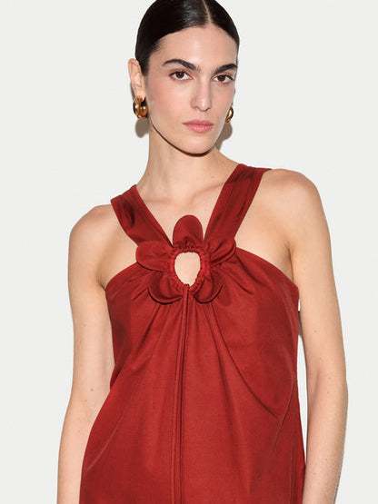 Flower Applique Cotton Dress