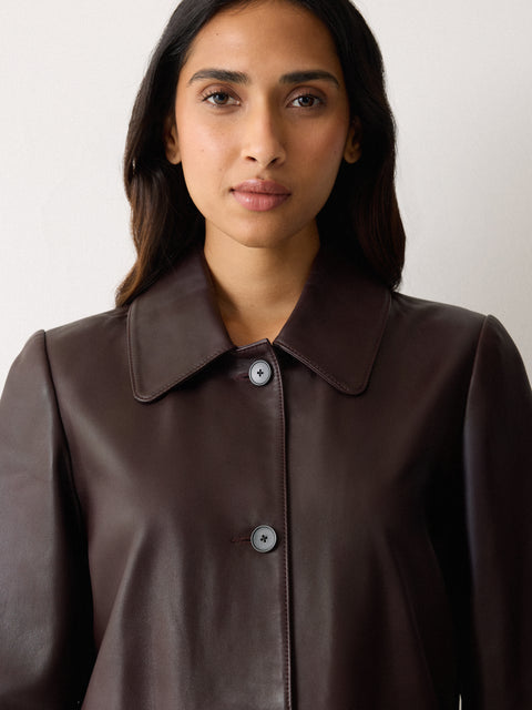 Leather Knee Length Coat