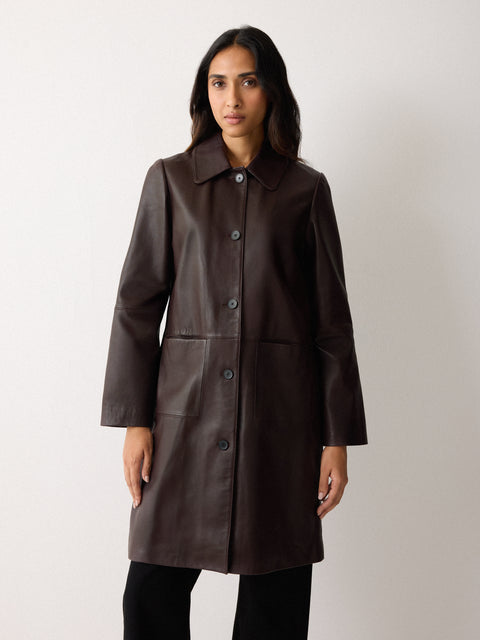 Leather Knee Length Coat