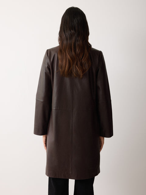 Leather Knee Length Coat