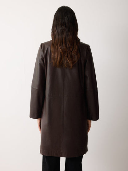 Leather Knee Length Coat