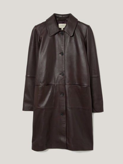 Leather Knee Length Coat