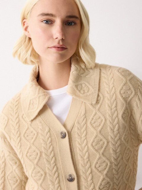 Wool Cashmere Cable Cardigan