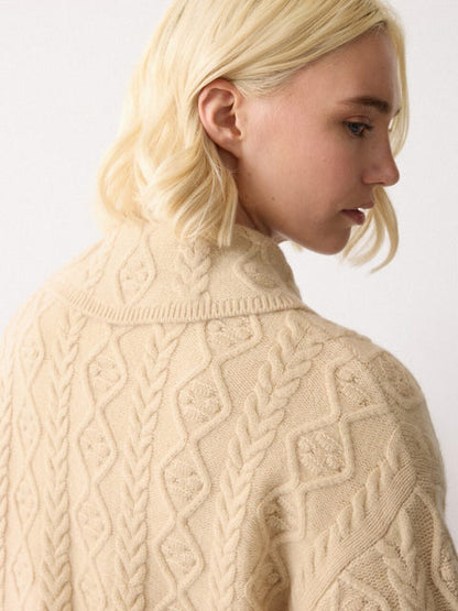 Wool Cashmere Cable Cardigan