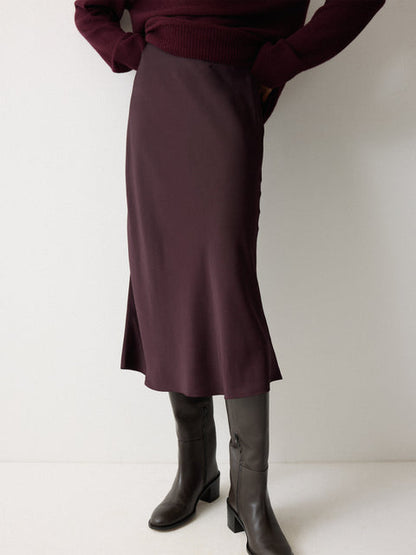 Satin Bias Midi Skirt