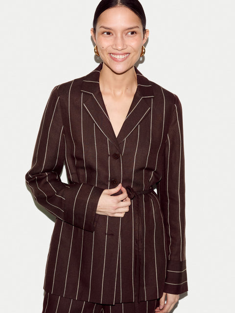 Relaxed Pinstripe Shirt Jacket