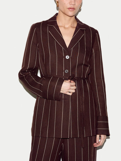 Relaxed Pinstripe Shirt Jacket