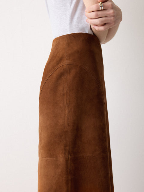 Suede Midi Asymmetric Skirt