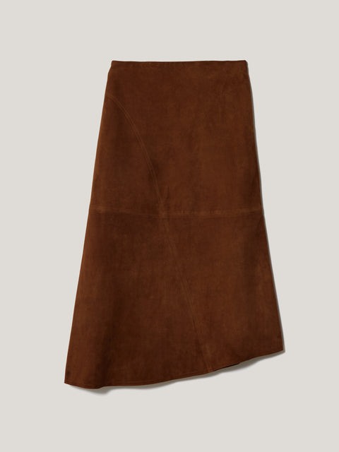Suede Midi Asymmetric Skirt