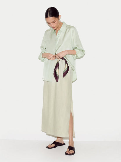 Linen Drawstring Maxi Skirt