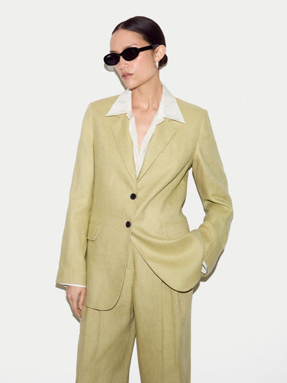 Linen Peak Lapel Blazer