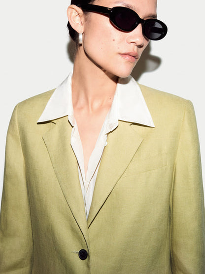 Linen Peak Lapel Blazer