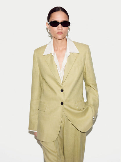 Linen Peak Lapel Blazer