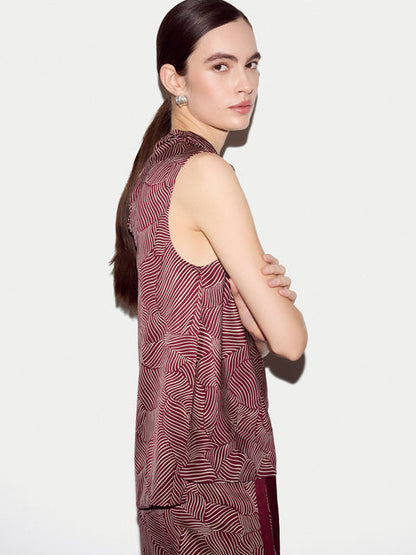 Optic Swirl Cowl Neck Top