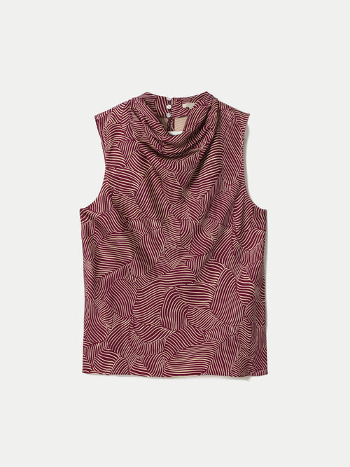 Optic Swirl Cowl Neck Top