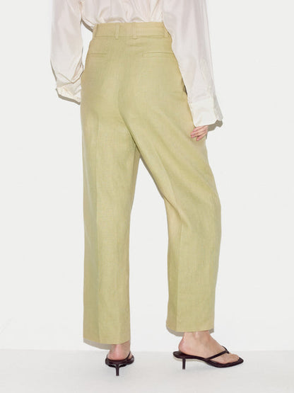 Linen Pleat Tapered Trouser