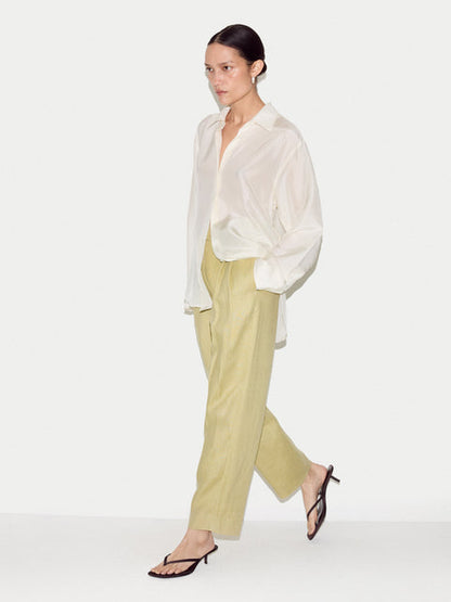 Linen Pleat Tapered Trouser