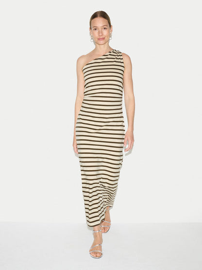 Stripe One Shoulder Dress