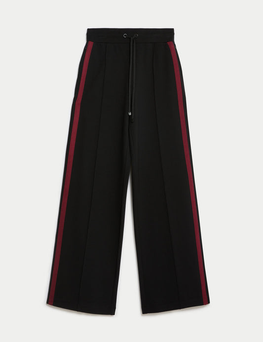 Jersey Side Stripe Wide Leg Trousers