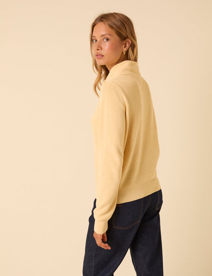 Butter Yellow Neck Tie Scarf Cardigan